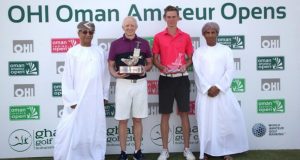 Burrow Seals Oman Open Spot With OHI Amateur Open Win Max Burrow and Mikkel Mathiesen receive their trophies from Maqbool Al Saleh, Chairman of OHI and Mundhir Al Barwani, Chairman of Oman Golf Committee.